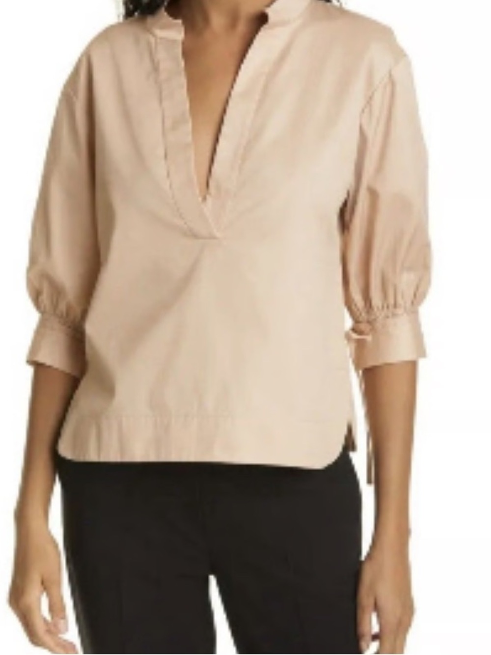 Rebecca Taylor Stretch Cotton Twill Blouse Top in Macaron